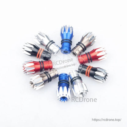 RJXHOBBY M2.5 Lotus Style Transmitter Stick, RJXHOBBY lotus-style M2.5 transmitter stick ends in red, blue, silver, and black aluminum with O-rings