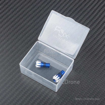 RJXHOBBY M2.5 Lotus Style Transmitter Stick, Pair of RJXHOBBY M2.5 lotus-style transmitter sticks in blue and white inside a clear plastic case