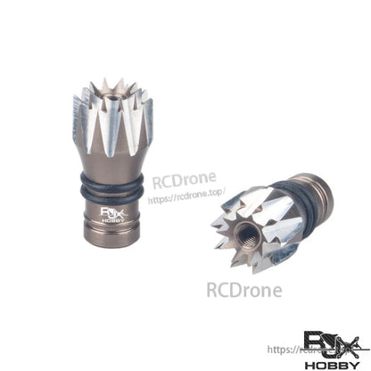 RJXHOBBY M2.5 Lotus Style Transmitter Stick, Pair of RJXHOBBY lotus-style M2.5 metal transmitter stick ends with crown-cut tops and O-ring grip