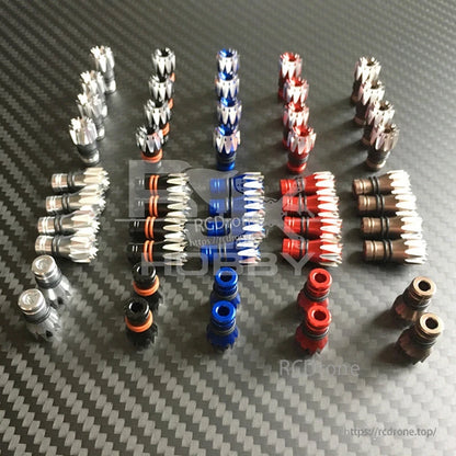 RJXHOBBY M2.5 Lotus Style Transmitter Stick, RJXHOBBY M2.5 lotus-style RC transmitter stick ends in silver, black, blue and red anodized aluminum