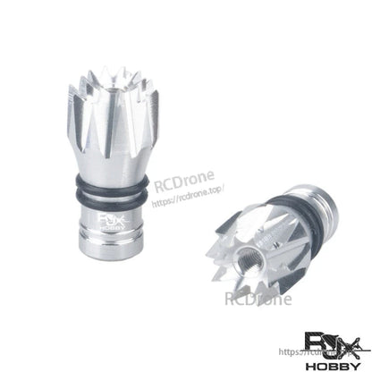 RJXHOBBY M2.5 Lotus Style Transmitter Stick, RJXHOBBY M2.5 lotus-style aluminum transmitter stick ends in silver with O-ring grip and threaded base