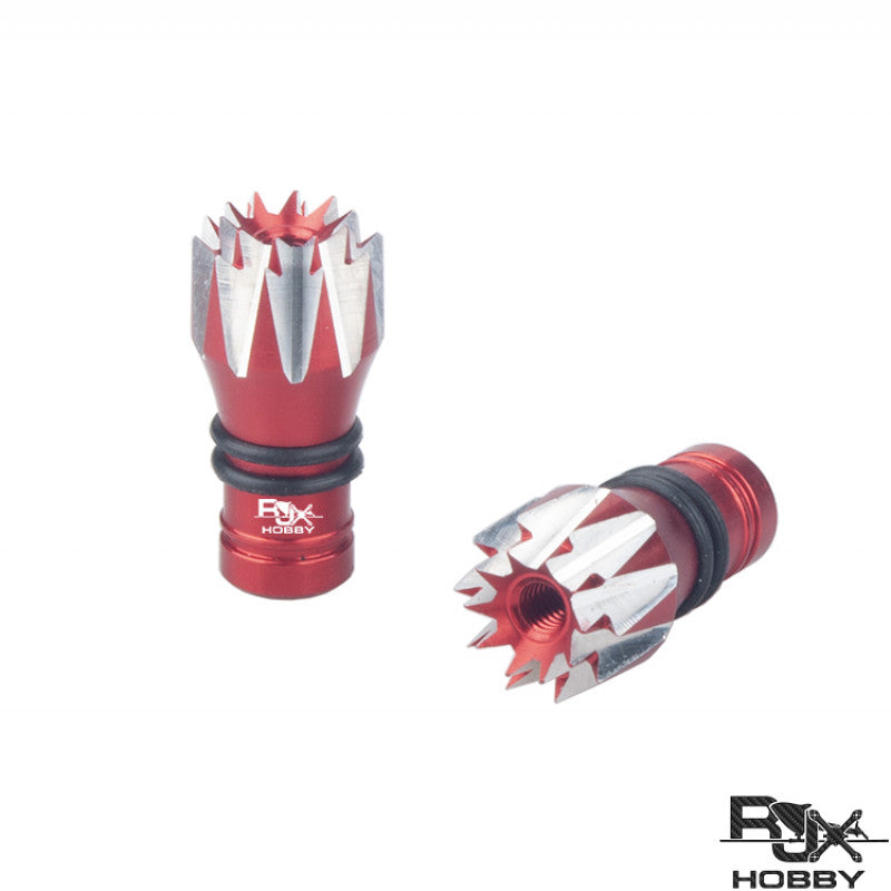 RJXHOBBY M3 Lotus Style Aluminum Gimbal Stick, Pair of RJXHOBBY M3 lotus-style red aluminum gimbal sticks with crown grip top and O-rings