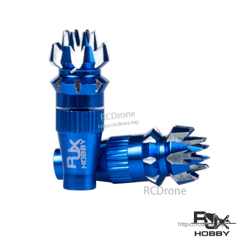 RJXHOBBY M4 Lotus Aluminum Gimbal Stick, Blue RJXHOBBY aluminum lotus-style gimbal stick pair with crown tops for RC transmitter control sticks