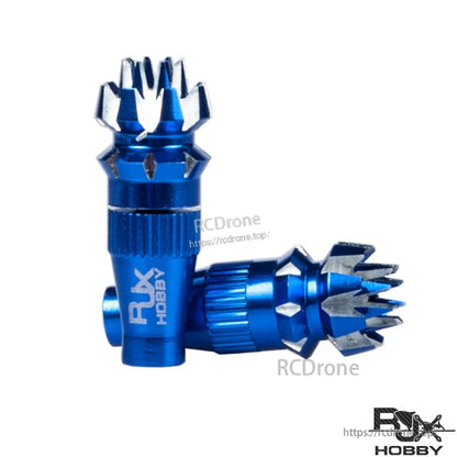 RJXHOBBY M4 Lotus Aluminum Gimbal Stick, Blue RJXHOBBY aluminum lotus-style gimbal stick pair with crown tops for RC transmitter control sticks