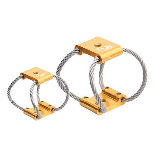 RJXHOBBY steel wire rope isolator shock absorber with gold mounts and looped cable for UAV gimbal damping