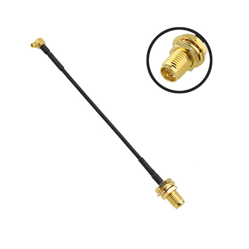 MMCX male to RP-SMA female adapter pigtail cable with right-angle MMCX plug and bulkhead connector