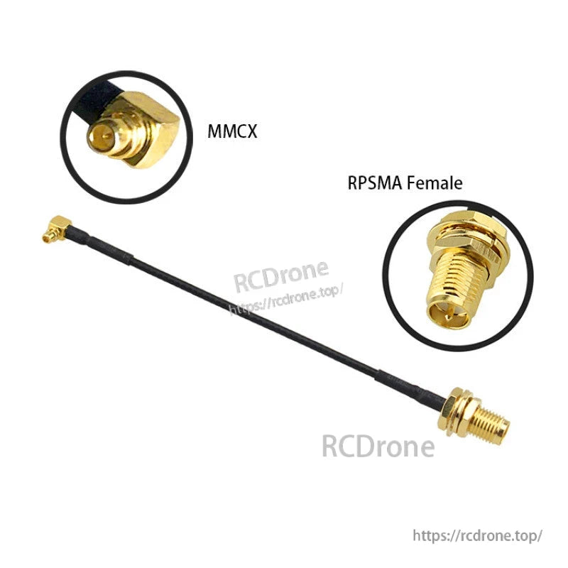 MMCX male to RP-SMA female adapter pigtail cable with gold connectors for FPV antenna setups