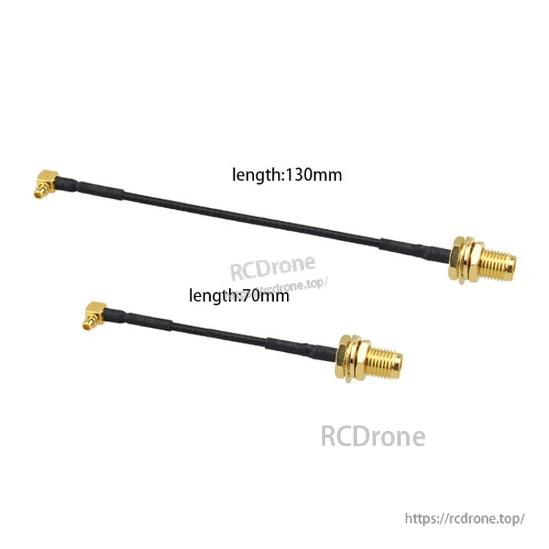 MMCX male to RP-SMA female bulkhead adapter pigtail cables in 70mm and 130mm lengths