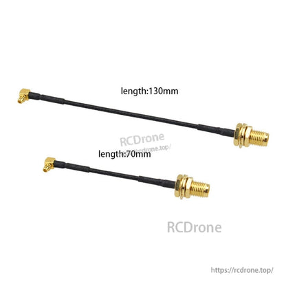MMCX male to RP-SMA female bulkhead adapter pigtail cables in 70mm and 130mm lengths