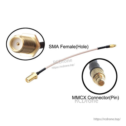 MMCX to SMA female FPV antenna extension pigtail cable with bulkhead SMA connector and MMCX pin end