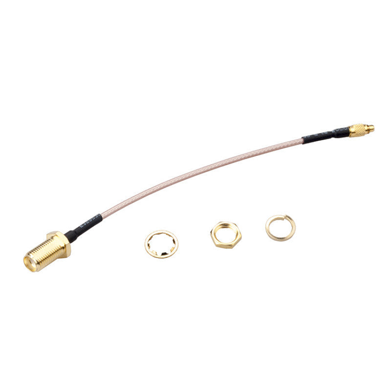 MMCX to SMA female bulkhead antenna extension cable with mounting nut and washers for FPV setups
