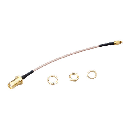 MMCX to SMA female bulkhead antenna extension cable with mounting nut and washers for FPV setups