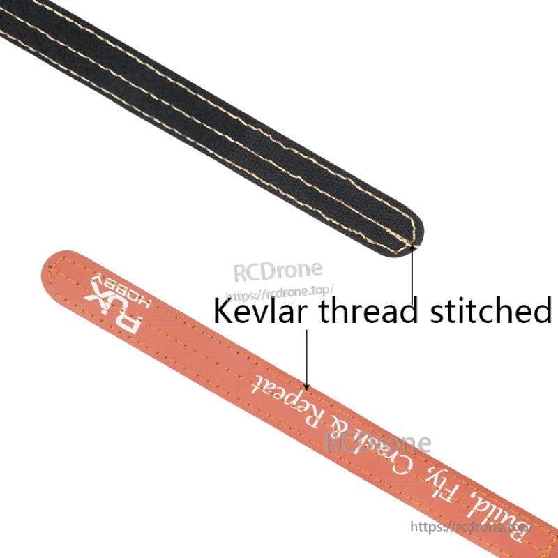 RJXHOBBY Non-Slip Silicone Battery Strap, RJXHOBBY RC battery strap with Kevlar thread stitching, shown in black and orange with reinforced edges