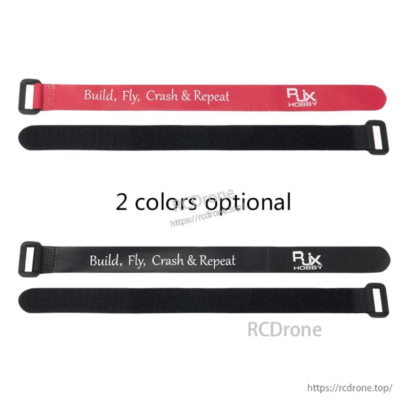 RJXHOBBY non-slip silicone battery straps with buckles in red and black color options