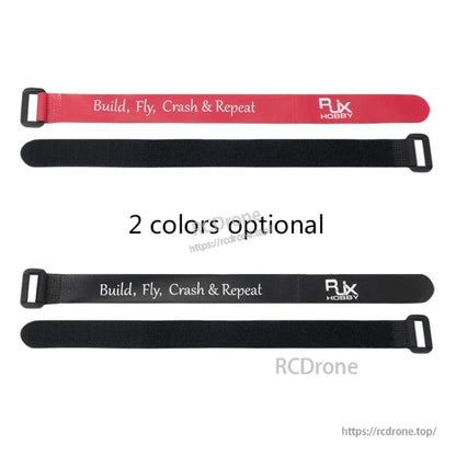 RJXHOBBY non-slip silicone battery straps with buckles in red and black color options
