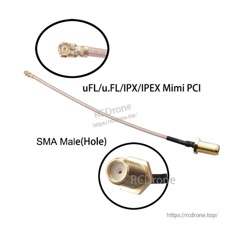 RJXHOBBY RF Connector Pigtail Cable, RF connector pigtail cable with u.FL/IPX (IPEX) mini PCI plug to SMA male bulkhead connector