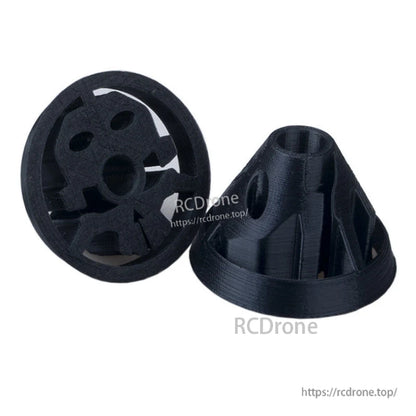 Black 3D-printed 8mm RC transmitter stick protective cover caps, cone-shaped design with cutout openings