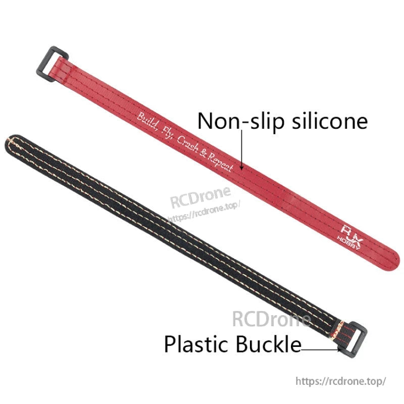 RJXHOBBY RJX Non-Slip Silicone Battery Strap, RJXHOBBY non-slip silicone battery straps with plastic buckles, red and black 16mm wide