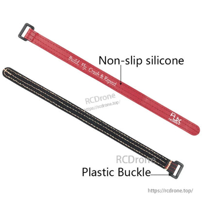 RJXHOBBY RJX Non-Slip Silicone Battery Strap, RJXHOBBY non-slip silicone battery straps with plastic buckles, red and black 16mm wide
