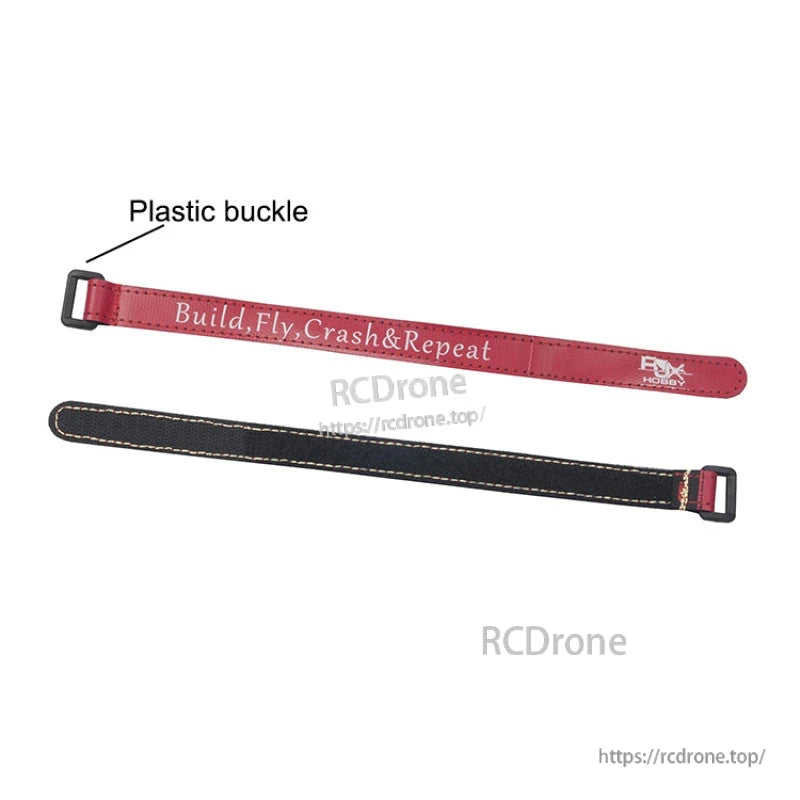 RJXHOBBY RJX Non-Slip Silicone Battery Strap, RJXHOBBY non-slip silicone battery strap with plastic buckle, red and black straps with stitched edges