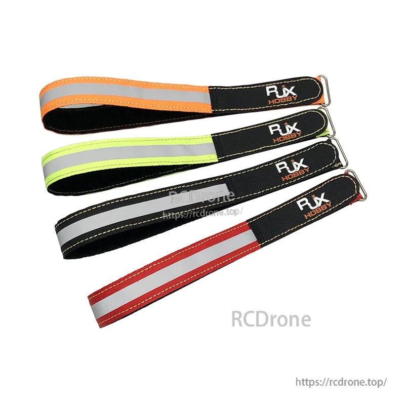 RJXHOBBY reflective battery strap set with metal buckles and reflective striping in orange, green, black and red