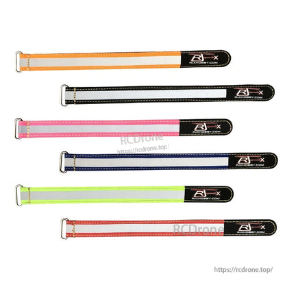 RJXHOBBY Reflective Battery Strap 2pcs, RJXHOBBY reflective battery straps with metal buckle and center reflective stripe in assorted colors