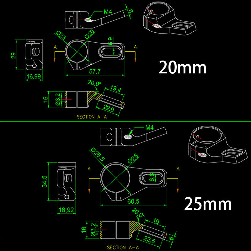 RJXHOBBY 1pcs 20mm 25mm Medicine Box Fixed Parts Lengthen Tripod Drug Tank Fastener Fixture Connector for UAV Drone