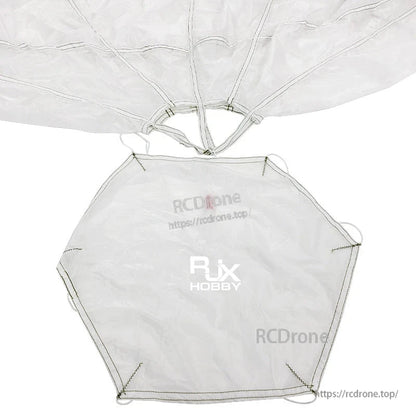 RJXHOBBY UAV parachute canopy with attached deployment bag and suspension lines, white fabric