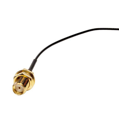 SMA female bulkhead RF coax pigtail cable with thin black lead for U.FL/IPEX WiFi antenna connections