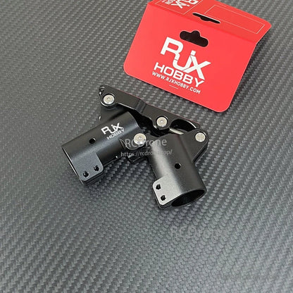 RJXHOBBY black quick-remove folding arm hinge bracket for UAV multicopter, with dual tube mounts and pivot screws