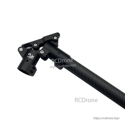 RJXHOBBY quick-remove folding UAV arm mount with black hinge clamp and carbon fiber tube arm