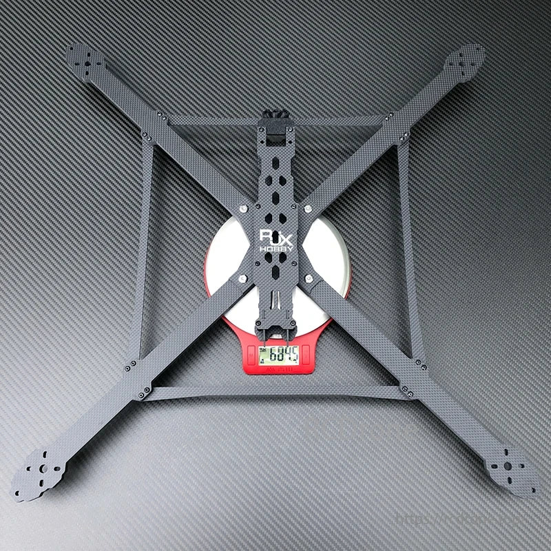 RJXHOBBY X Model 3k FPV Frame, Carbon fiber drone frame parts for RC airplanes, suitable for ages 14+, with various components including plates, screws, and accessories.