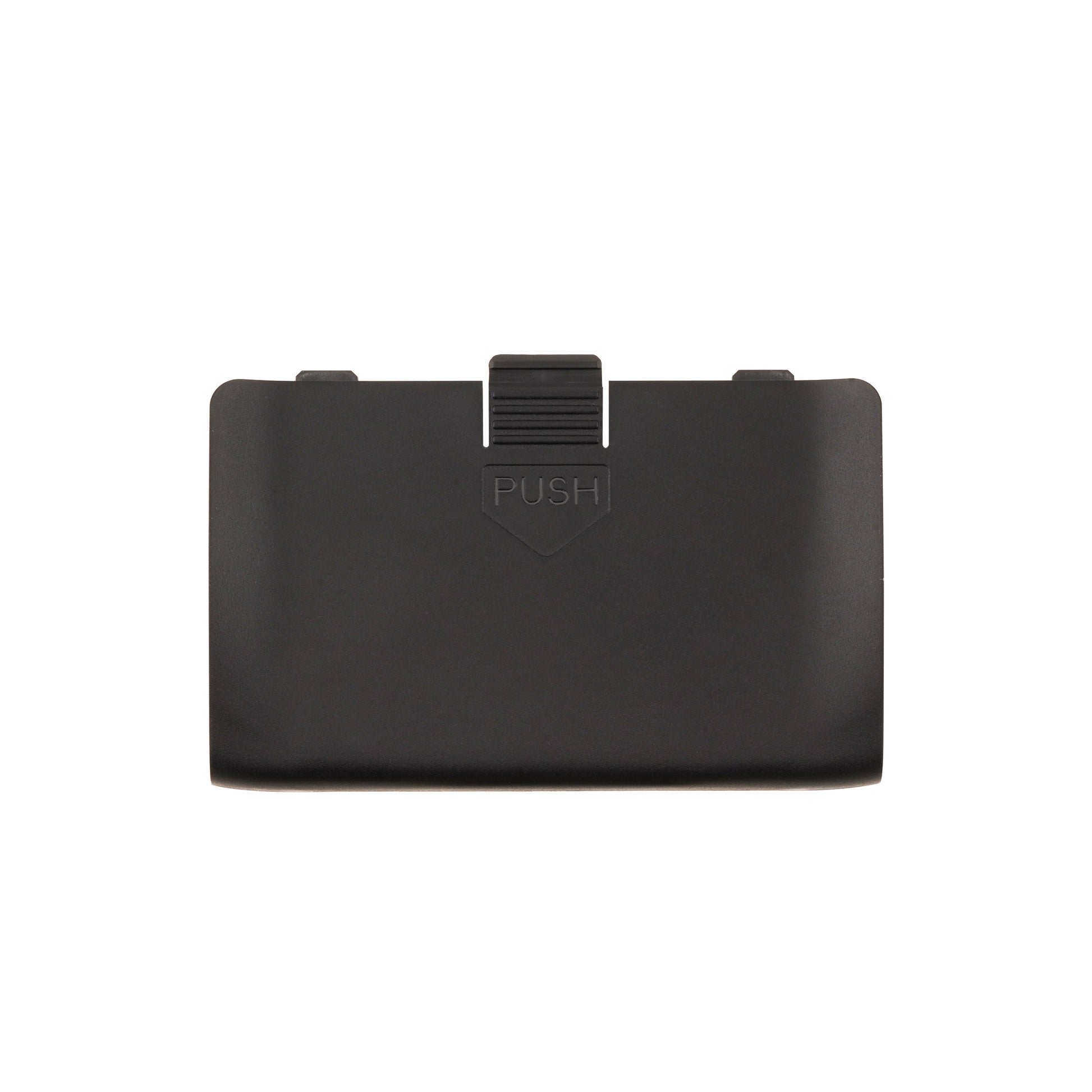TX15 Radio Battery Cover in black, front view with push-release latch