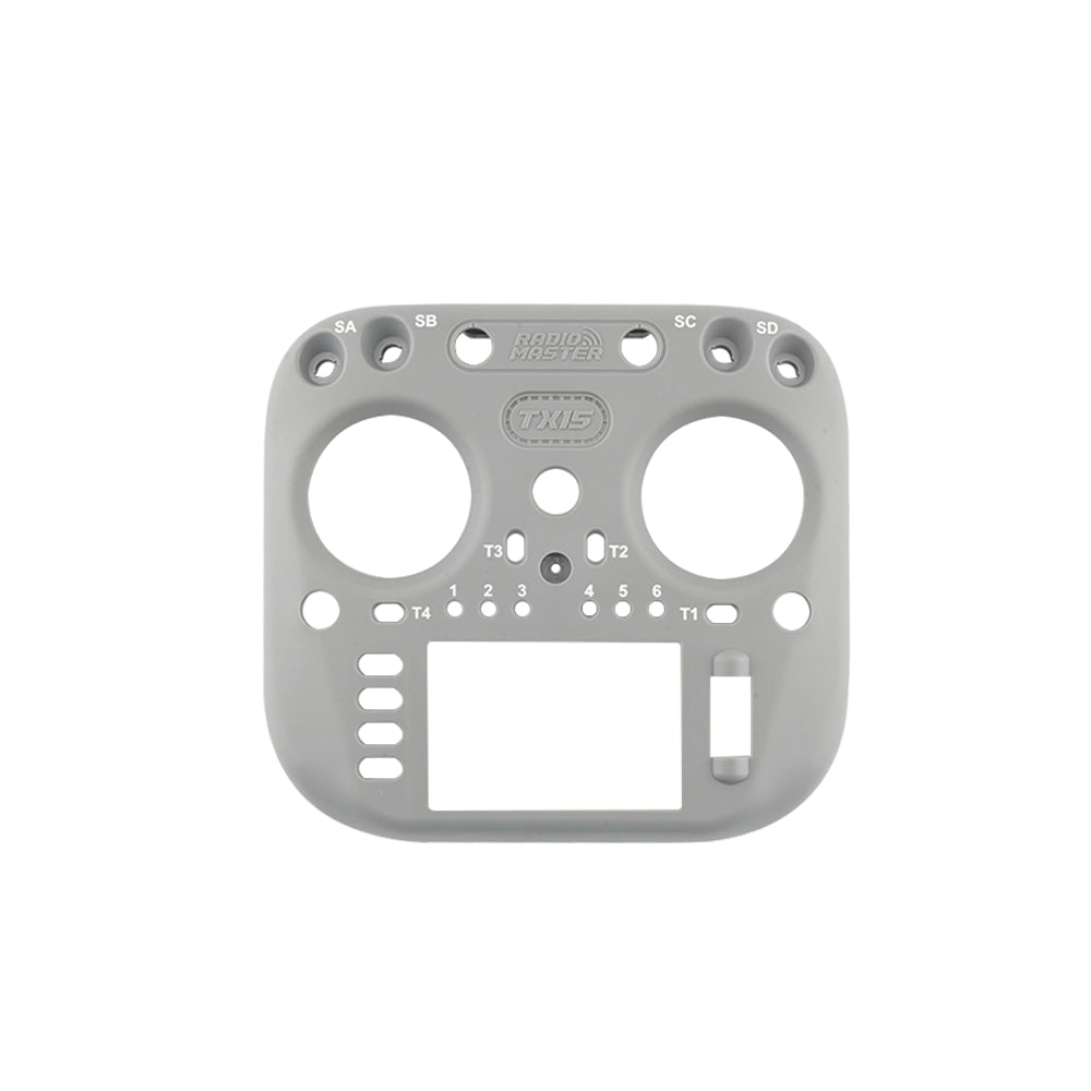 TX15 Radio Front / Rear Case front panel replacement shell, gray, with stick opening and button cutouts