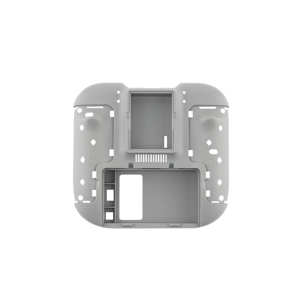 Rear housing for TX15 radio case in gray, inside view showing mounting posts and compartment cutouts