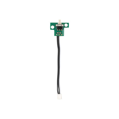 Button switch module with white actuator on small PCB, mounting holes, and two-wire plug connector