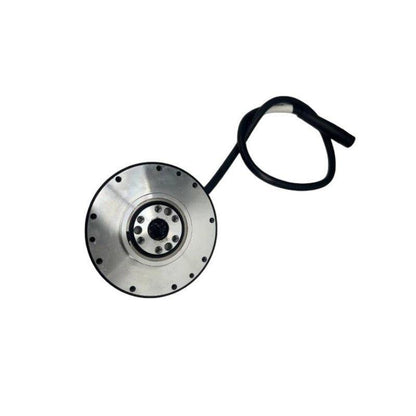 ROBSTRIDE 02 actuator module front face with bolt-hole flange and attached cable lead