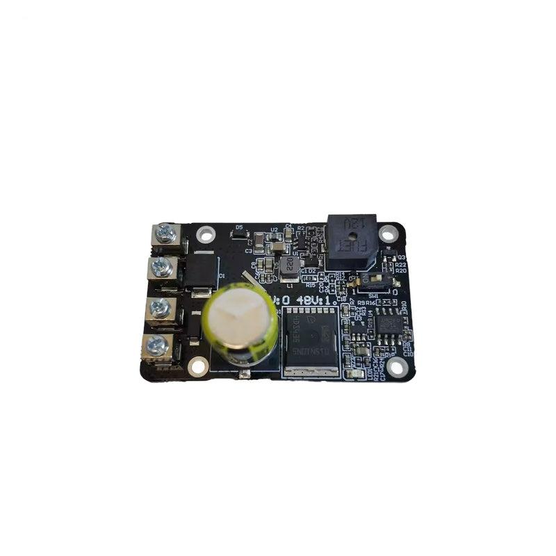 Top view of ROBSTRIDE 15V–60V bleeder module circuit board with capacitor, inductor, and screw terminals