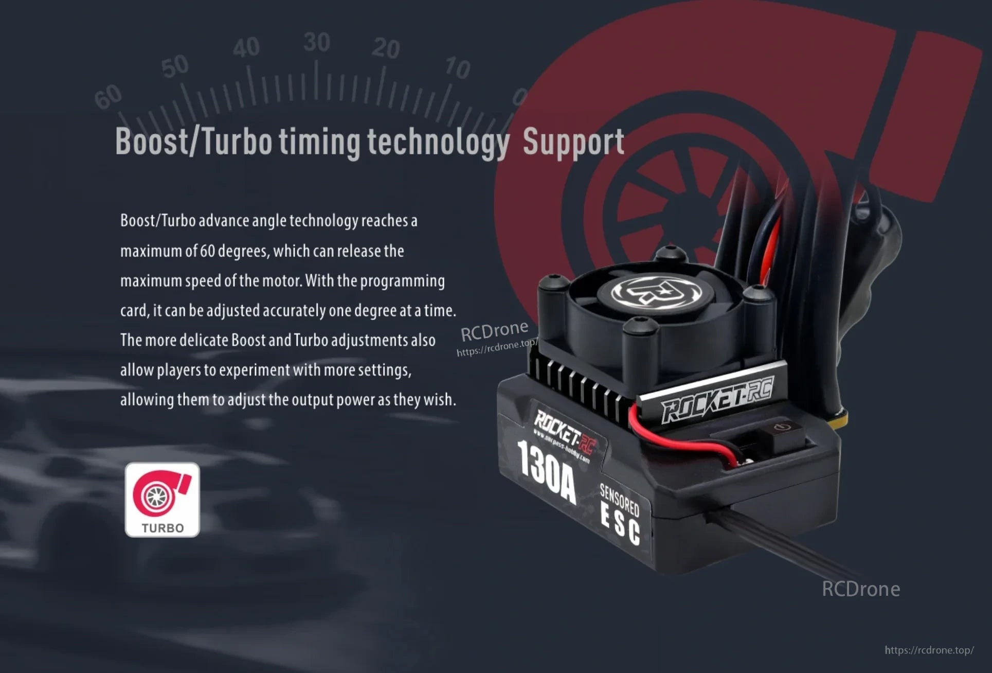 ROCKET-RC 130A ESC with Boost and Turbo timing adjustment feature