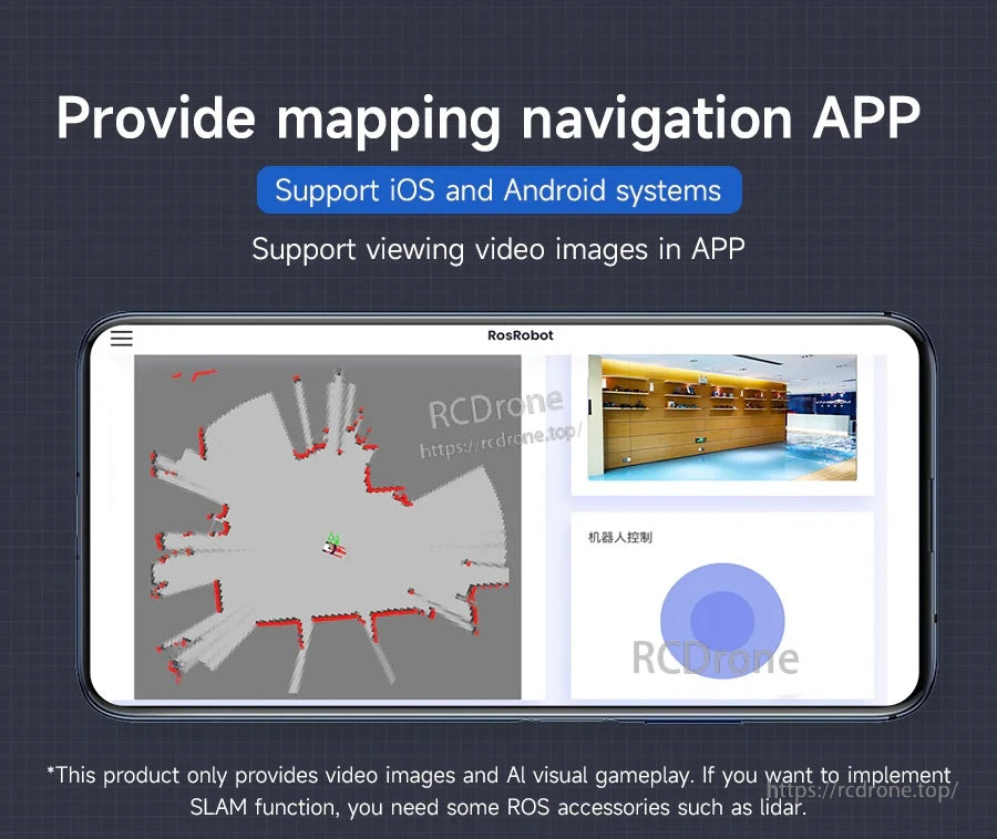 Mobile app screen for viewing video stream and mapping navigation app support on iOS and Android