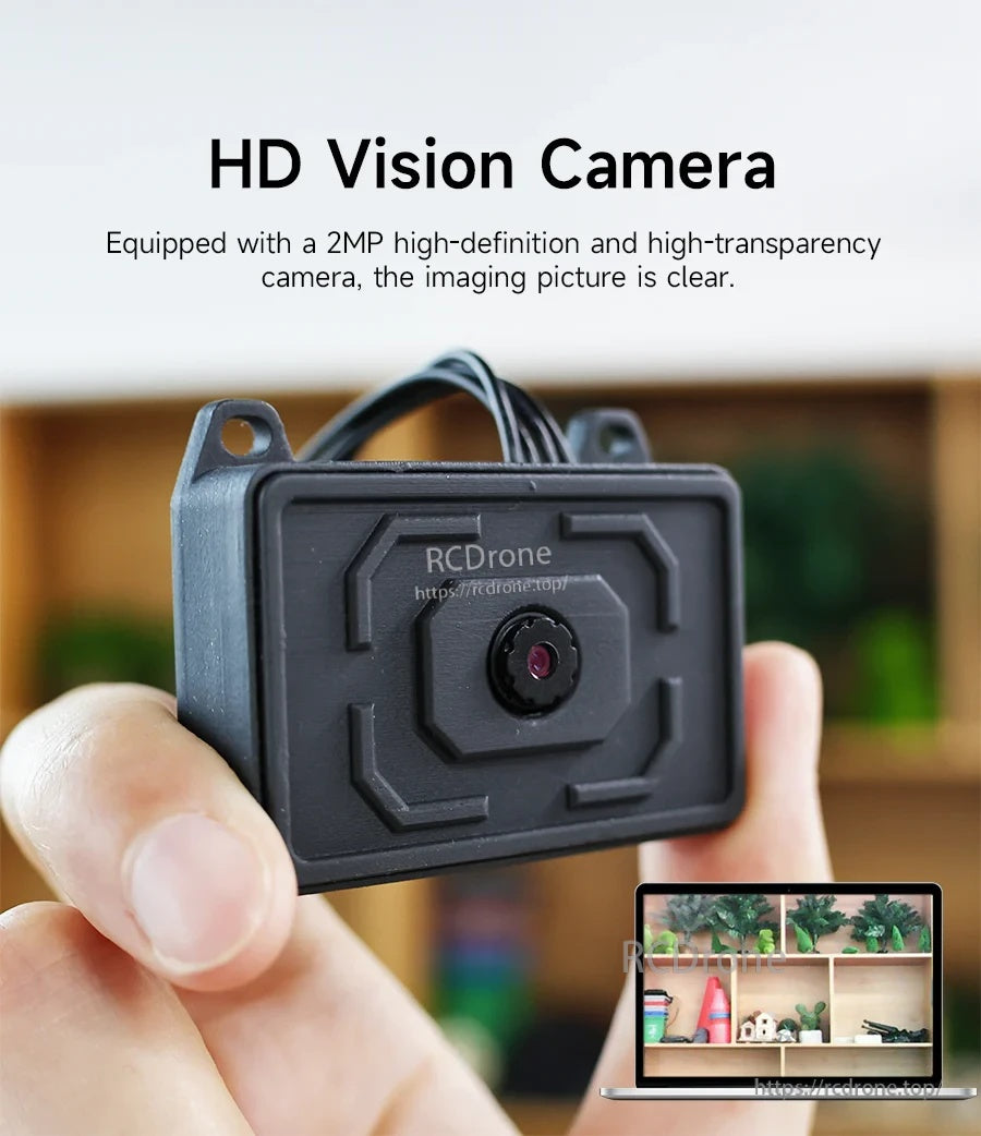 Handheld 2MP HD camera module close-up, showing lens and compact black housing for clear imaging