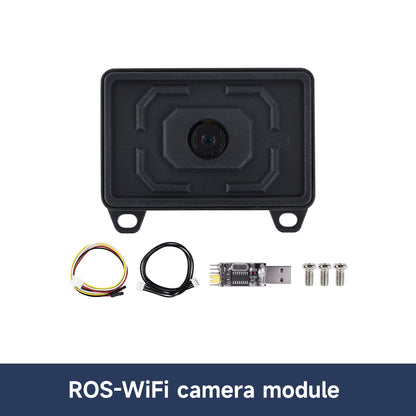 ROS-WiFi camera module package contents: USB adapter board, cables, and mounting screws