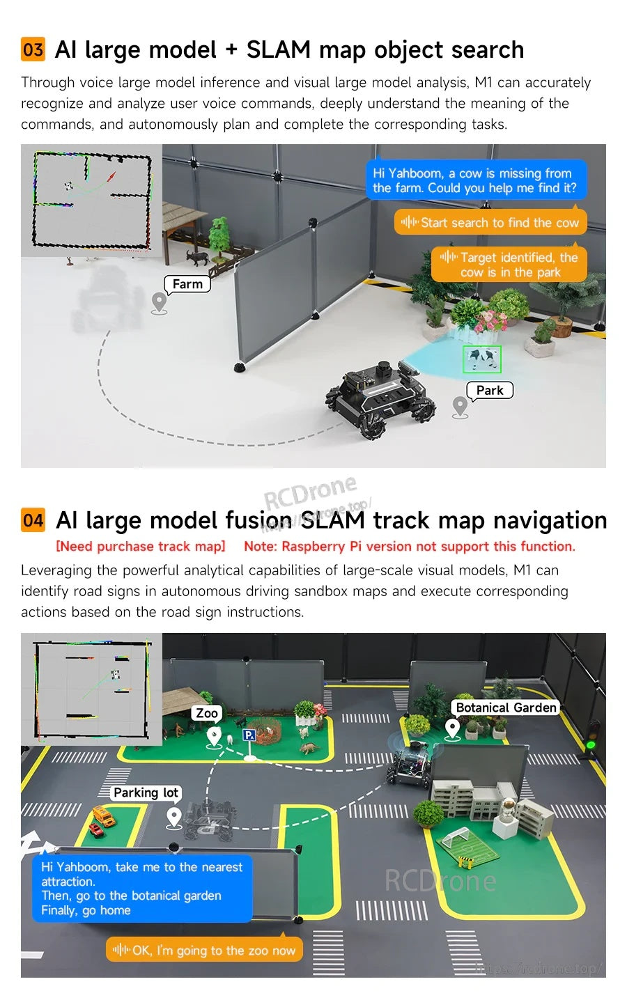SLAM map object search and fusion track-map navigation examples for ROSMASTER M1 robot