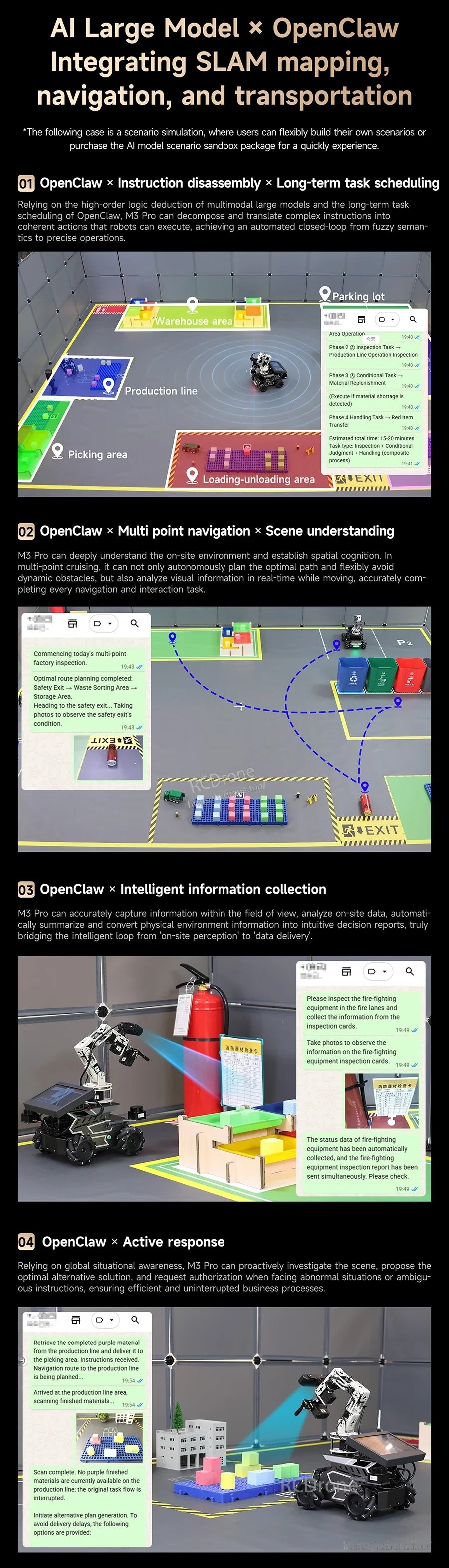 OpenClaw integrates SLAM mapping, navigation, and transport workflows with task chat prompts