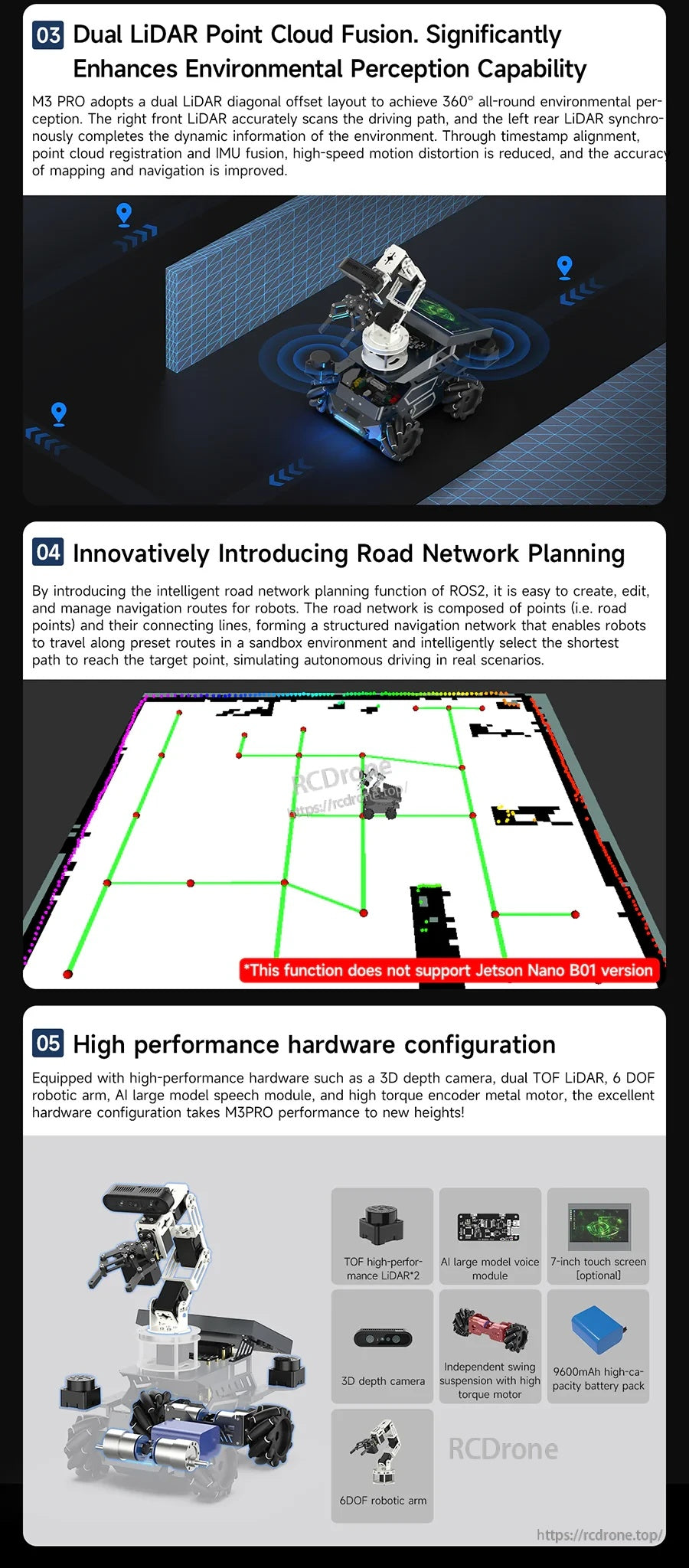 Dual TOF LiDAR point-cloud fusion and road-network planning interface for navigation and path planning
