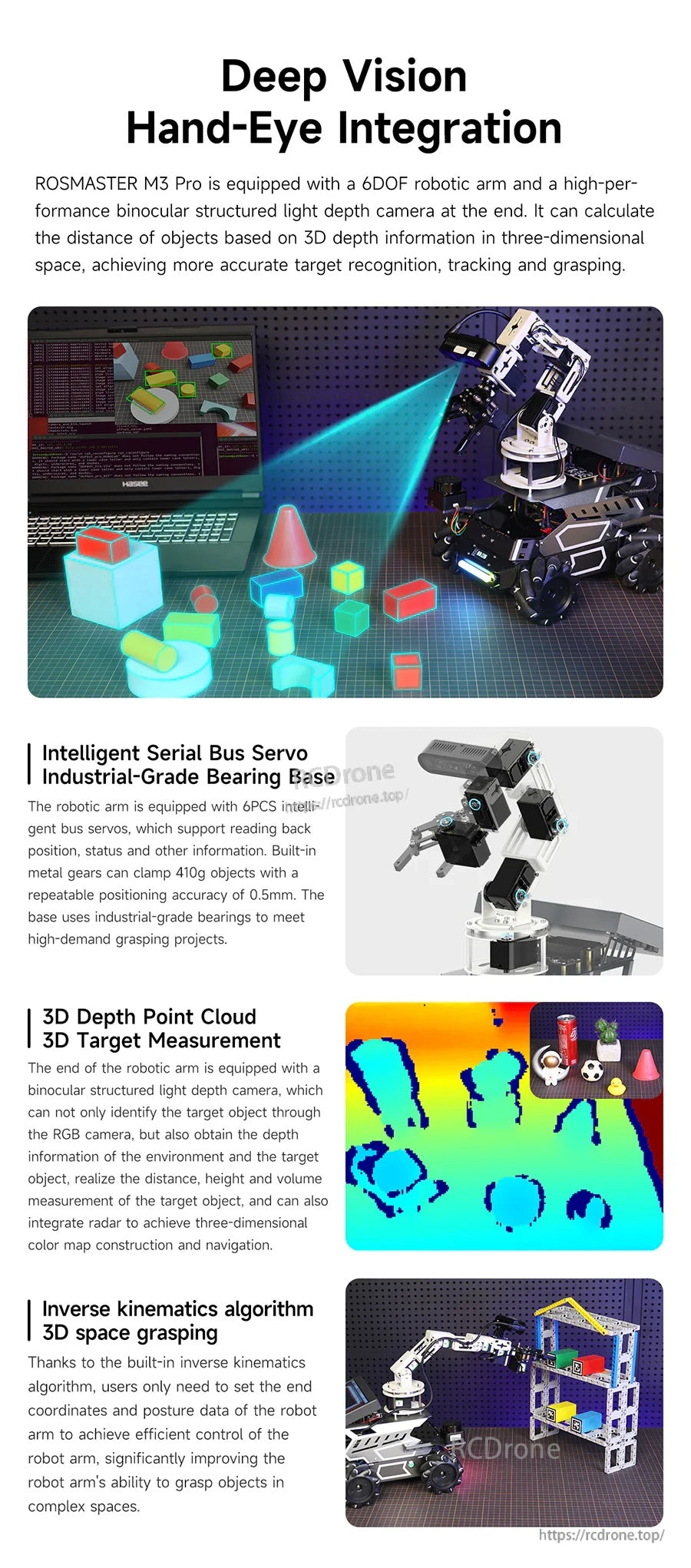 Deep-vision hand-eye integration with binocular structured-light depth camera for 3D measurement and grasping