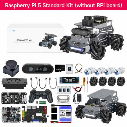 Yahboom ROSMASTER M3 ROS2 AI Large Model Robot, Yahboom ROSMASTER M3 Raspberry Pi 5 robot kit with omni-wheel chassis, camera module, contr.