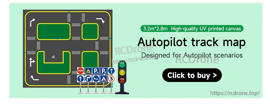 Autopilot track map poster with road signs and labeled route layout for navigation practice scenarios
