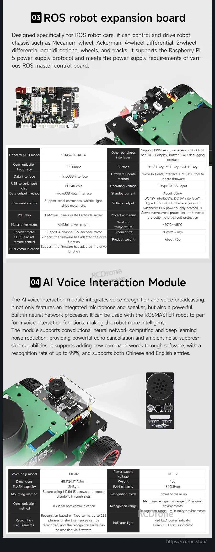 ROS robot expansion board and AI voice interaction module layout for the ROSMASTER R2 Ackermann robot
