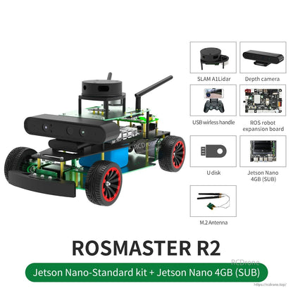ROSMASTER R2 Jetson Nano Standard kit plus Jetson Nano 4GB (SUB) board, U disk and M.2 antenna included